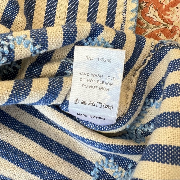 TUCKERNUCK sz XS NWOT Blue Stripe Mini Sullivan Embroidered Canvas Caftan - Picture 4 of 12